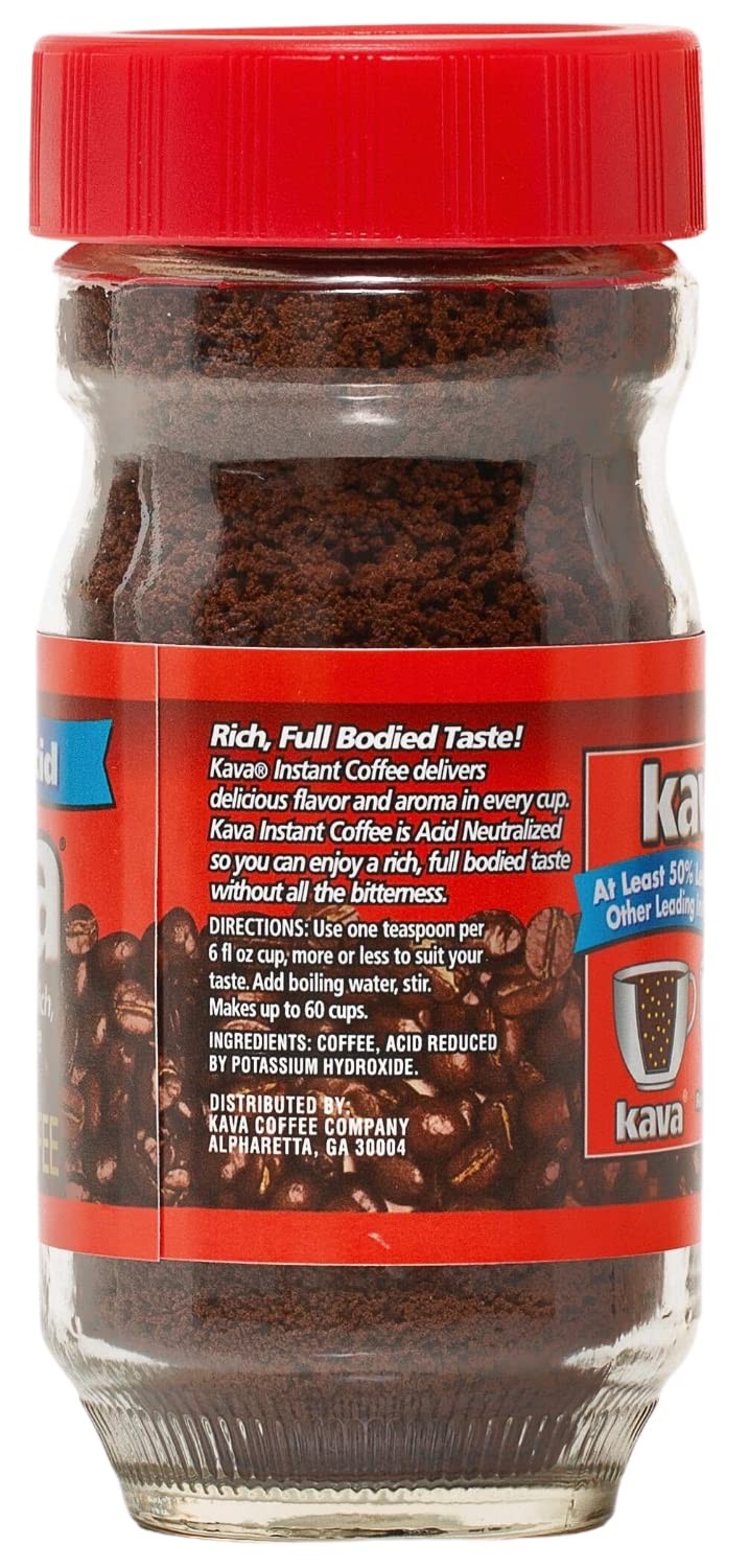 Kava Coffee Low Acid Neutralized Instant Coffee, 4 Ounce Pack of 3