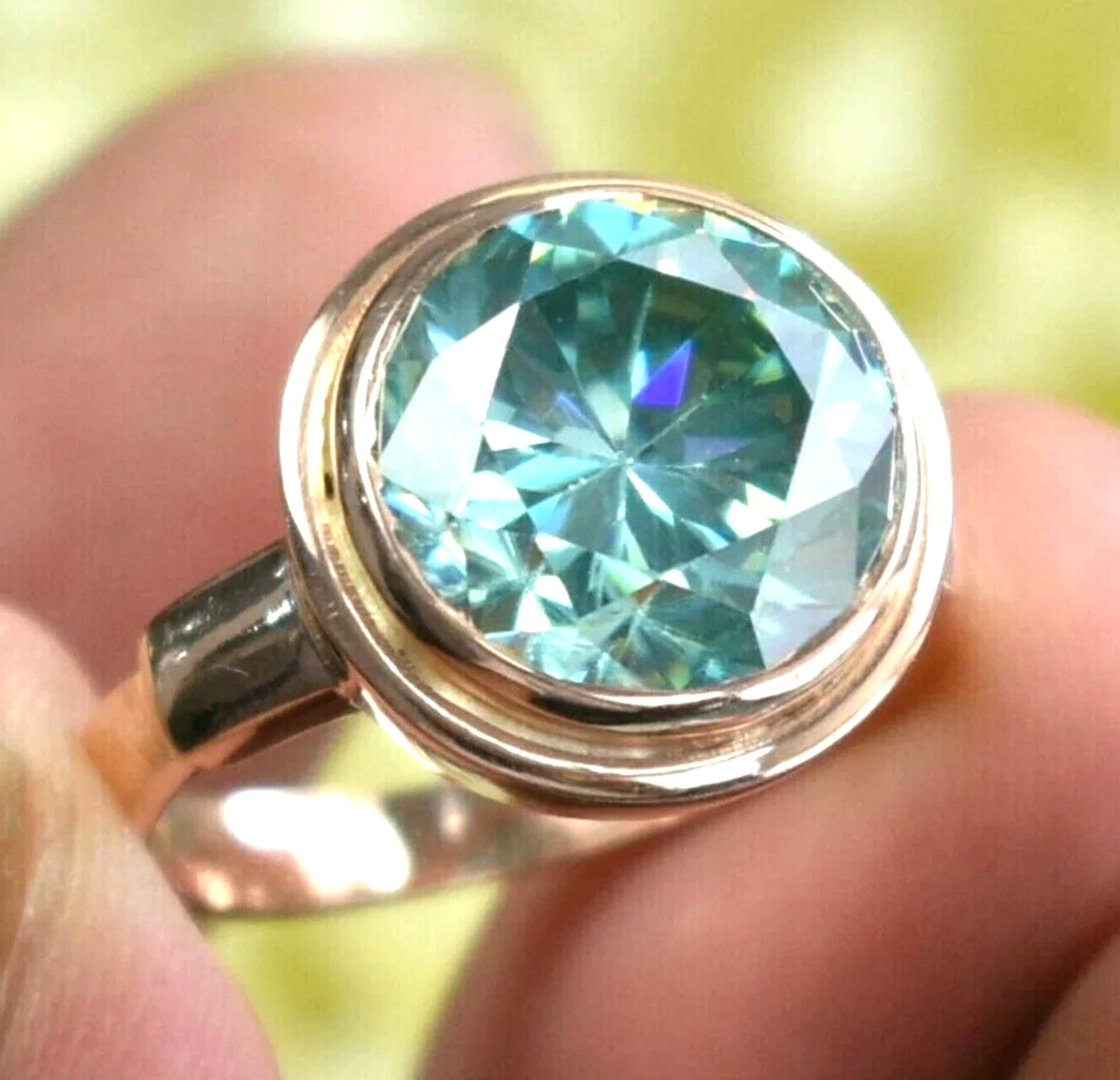 6.10 Ct Certified Treated Blue Diamond Solitaire Wedding Unisex Ring, 925 Silver