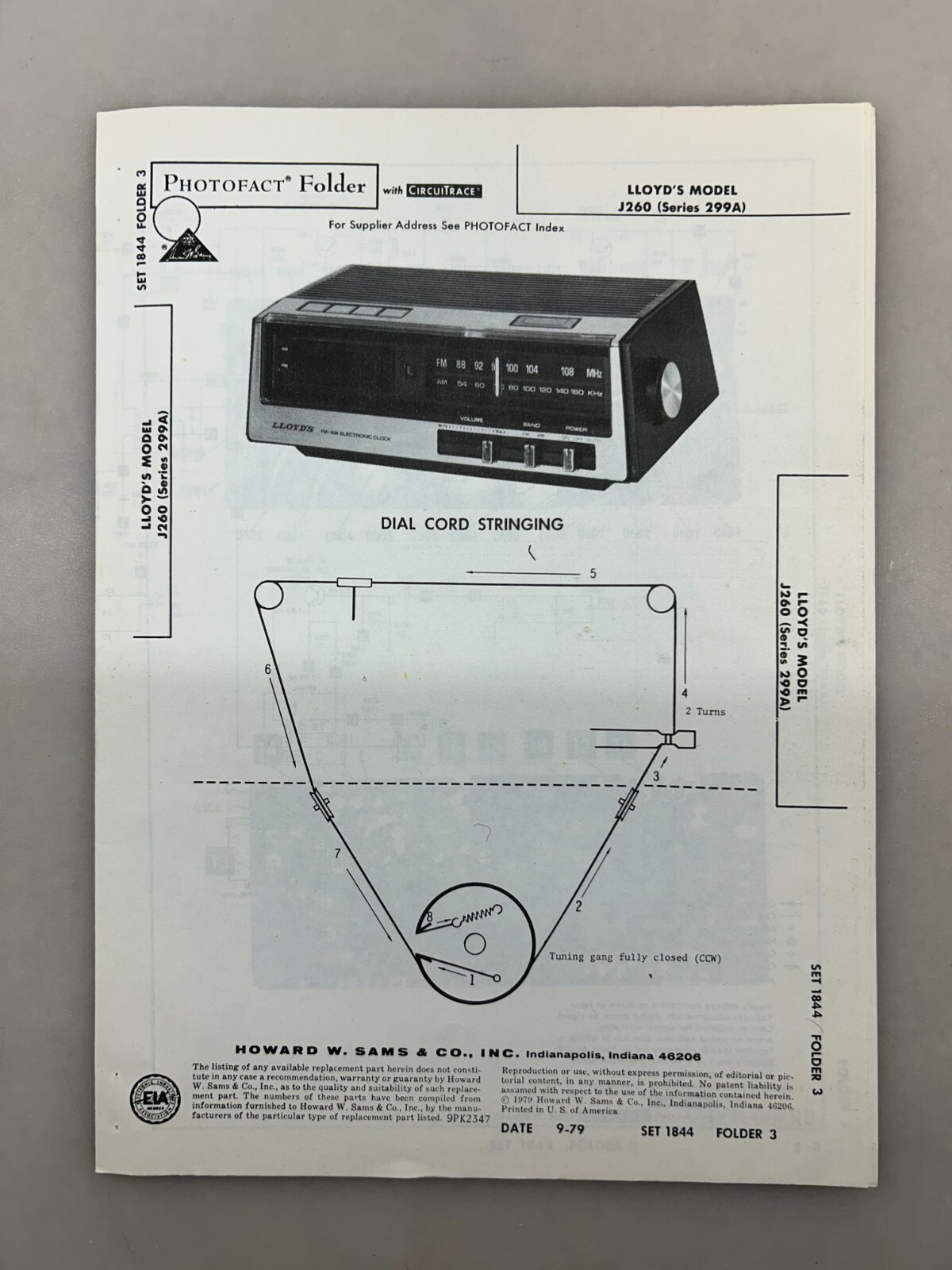 Lloyds J260 Service Manual Sams Photofact Free Shipping