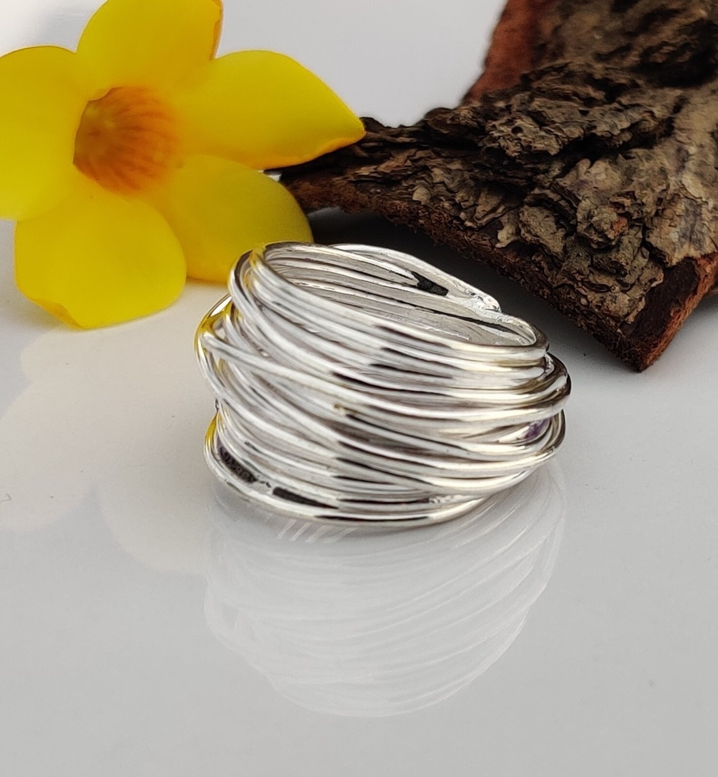 Handmade Wraparound Silver Wire Ring 925 Sterling Silver All Size Mo**