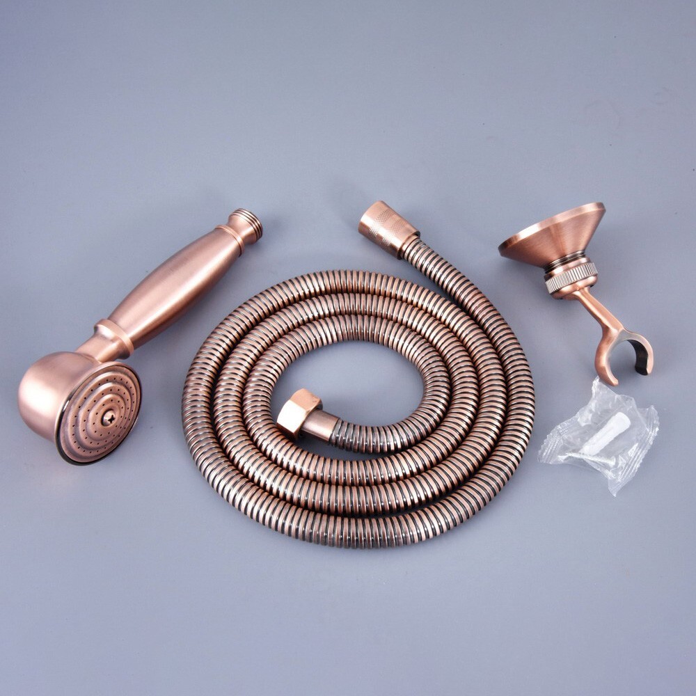 Antique Copper Bathroom Hand Held Shower Head with Wall Bracket Holder 1.5m Hose