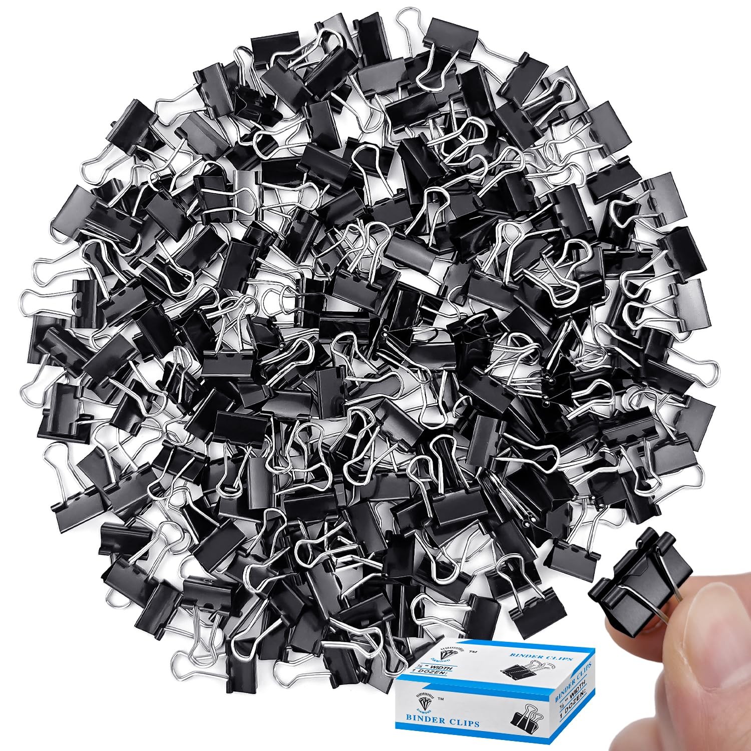 240 Pack Mini Binder Clips, Black Small Paper Clips 15mm 0.59