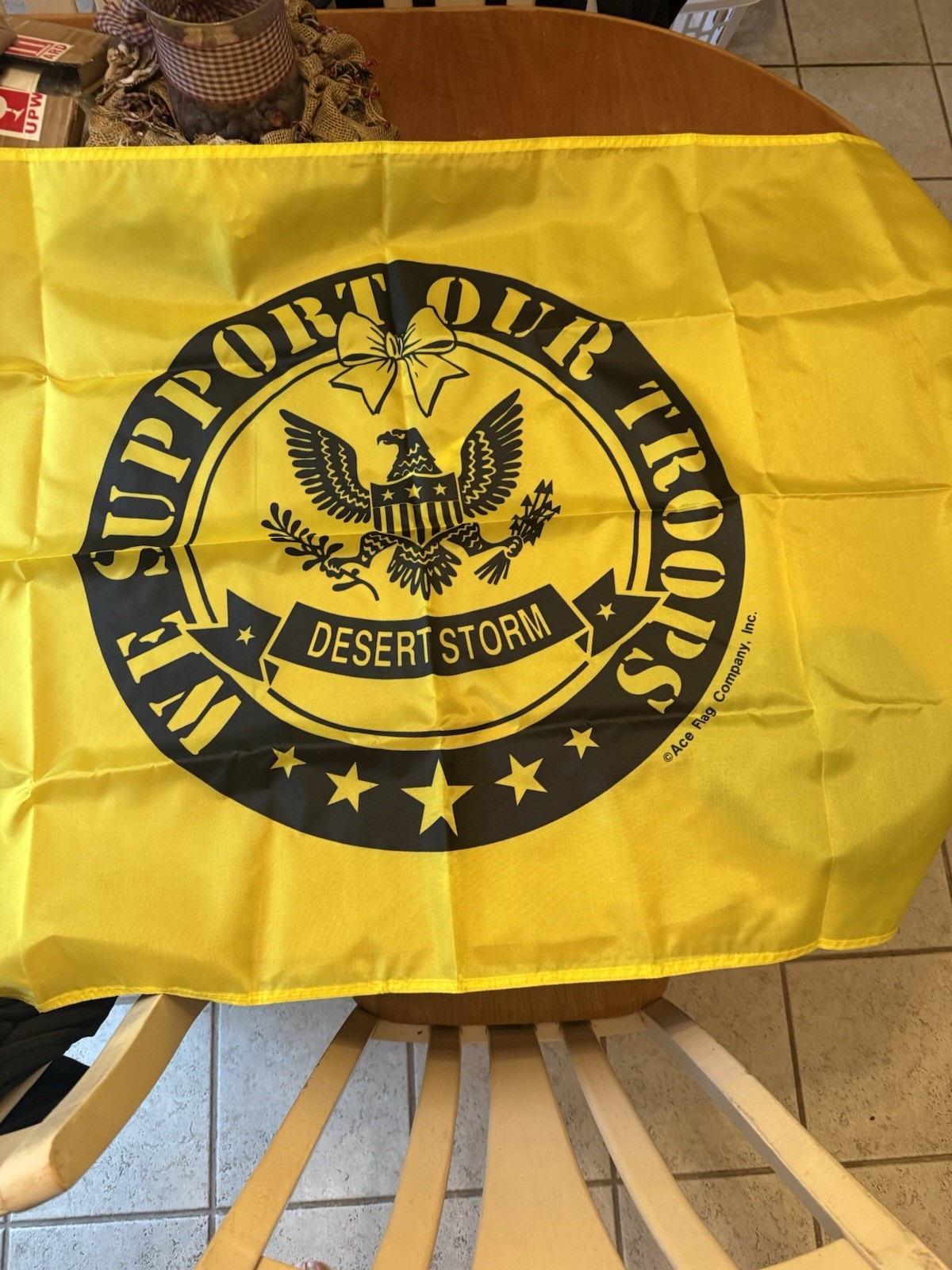 Vintage Operation Desert Storm “Support Our Troops” Eagle Flag 56”x36”