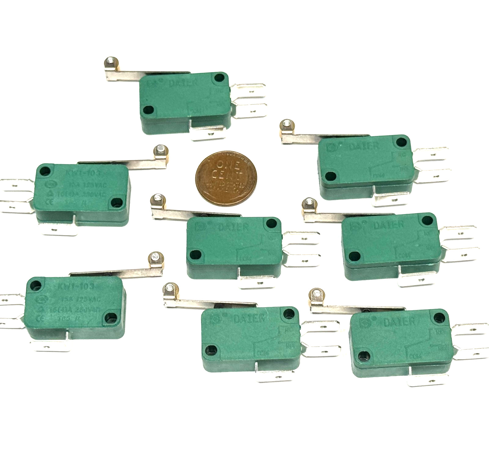 Pack of 8 KW1-103 Roller Lever Limit Switch SPDT 3 Pin NO NC 16A 125/250V C21