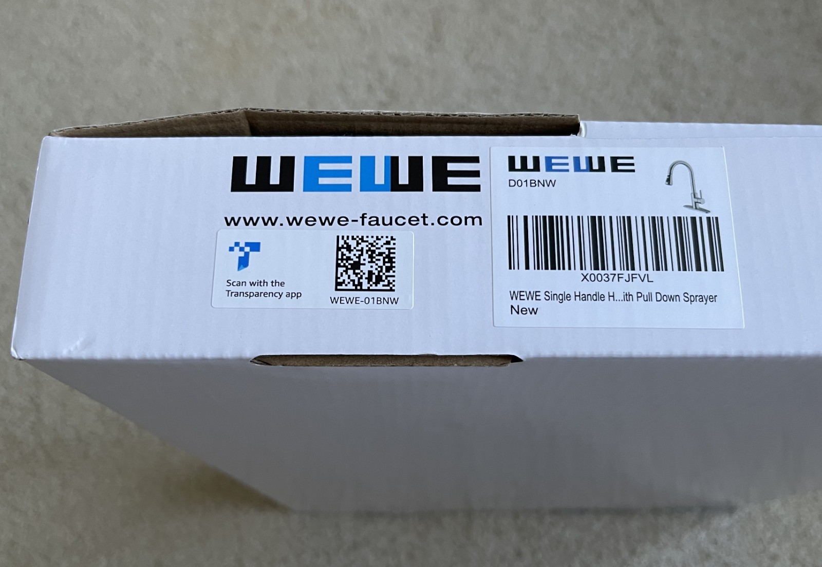 NY Free Pickup WEWE D01BNW Silver Single Handle Pull Down Sprayer Kitchen Faucet