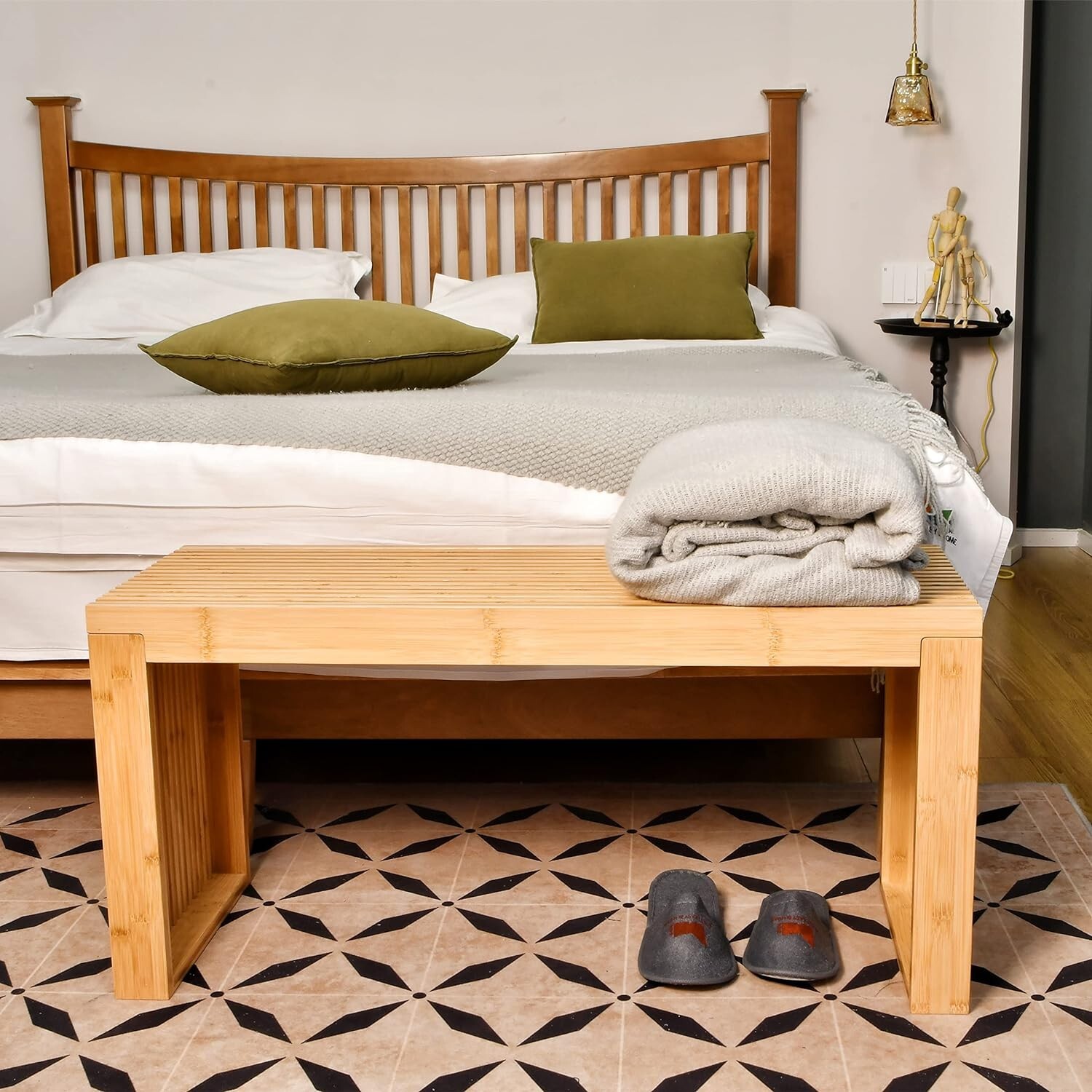 Versatile Bamboo Bench for Living Room, Hallway, Bathroom - Farmhouse Chic