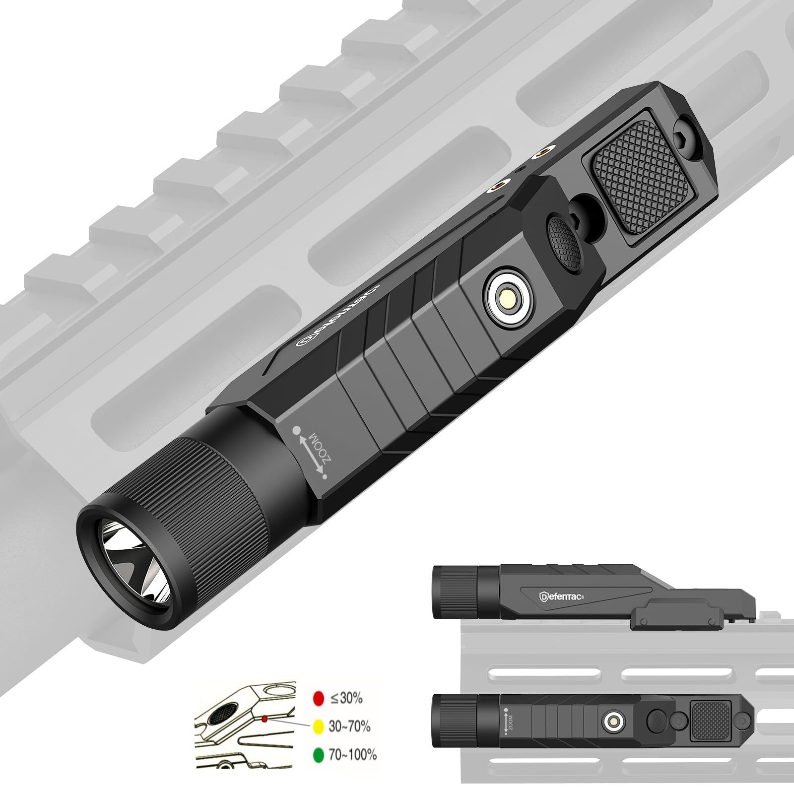 Tactical Flashlight Zoomable Weapon Light Magnetic Rechargeable Strobe Mode
