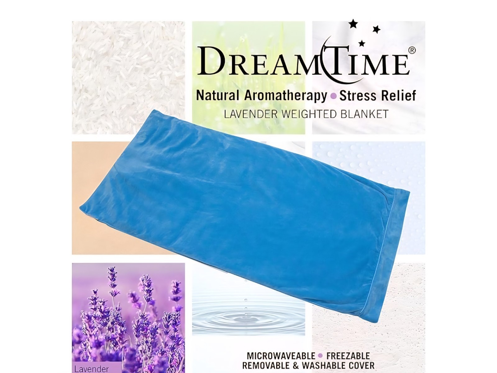 DreamTime Herbal Microwaveable Weighted Blanket Blue Hot/Cold Rice Fill