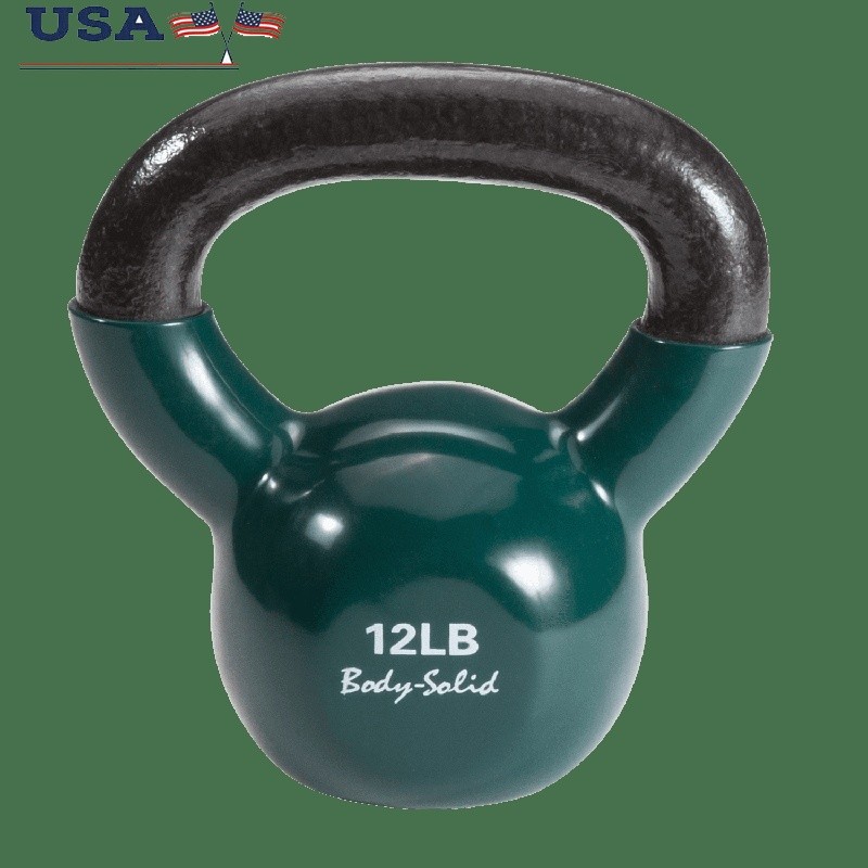 12lb Cast Iron Kettlebell Vinyl Coated Durable Handle Weight Training Home Gym