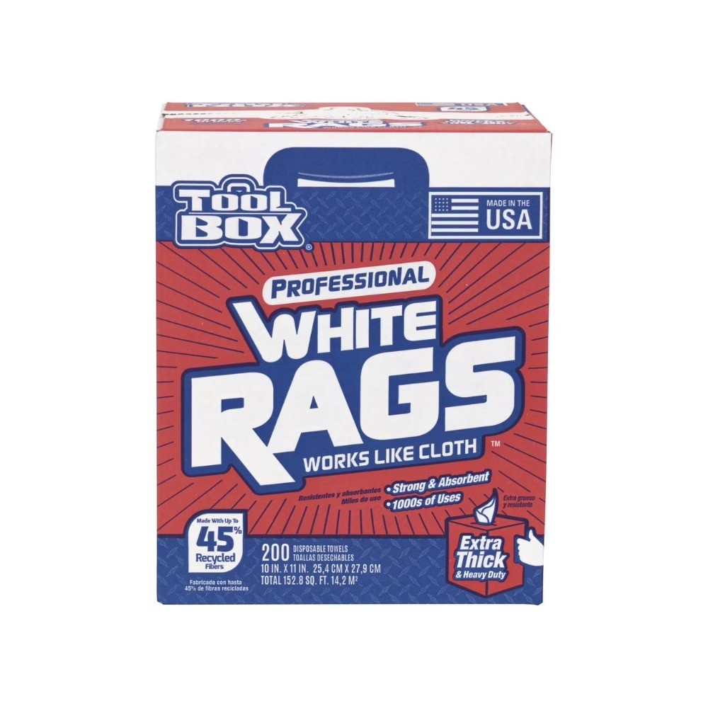 Professional White Rags 200 Sheets Disposable Cleaning Cloths 10x11 Inch Soft