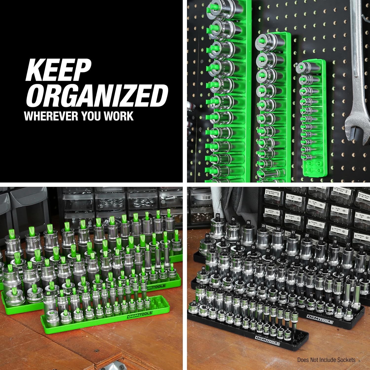 22208 1/4 Metric Socket Organizer Deep/Shallow Sockets, Labeled PostsSize: 1/4"