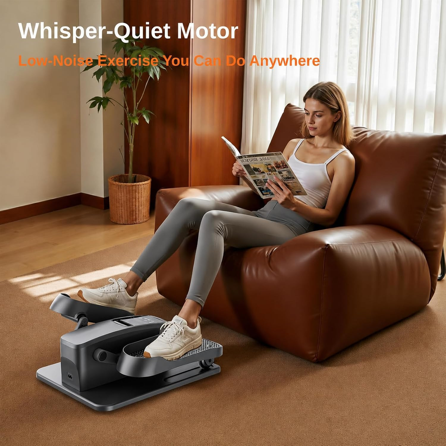 Under Desk Elliptical Exercise Machine, Quiet Seated Pedal Exerciser for Senior,