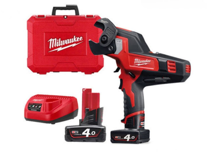 Milwaukee M12 CC-402C Cable Cutter Kit 12V 2x4.0Ah Batteries Charger Case 12V