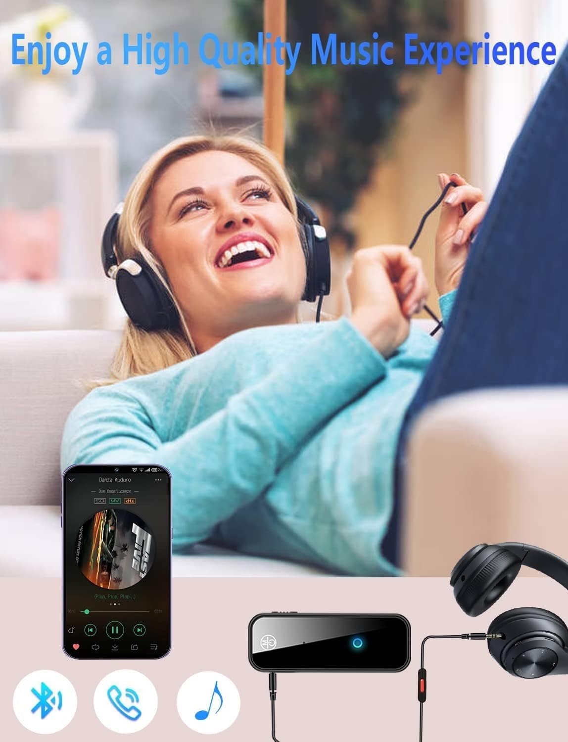2-in-1 Bluetooth 5.3 Transmitter Receiver - Wireless Audio Adapter for Cars &...