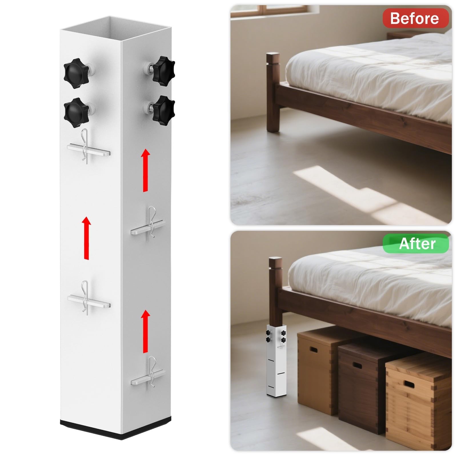 4 Pcs Carbon Steel Dorm Bed Risers 3.15" Diameter Metal Bed Riser Tall Bed Ri...