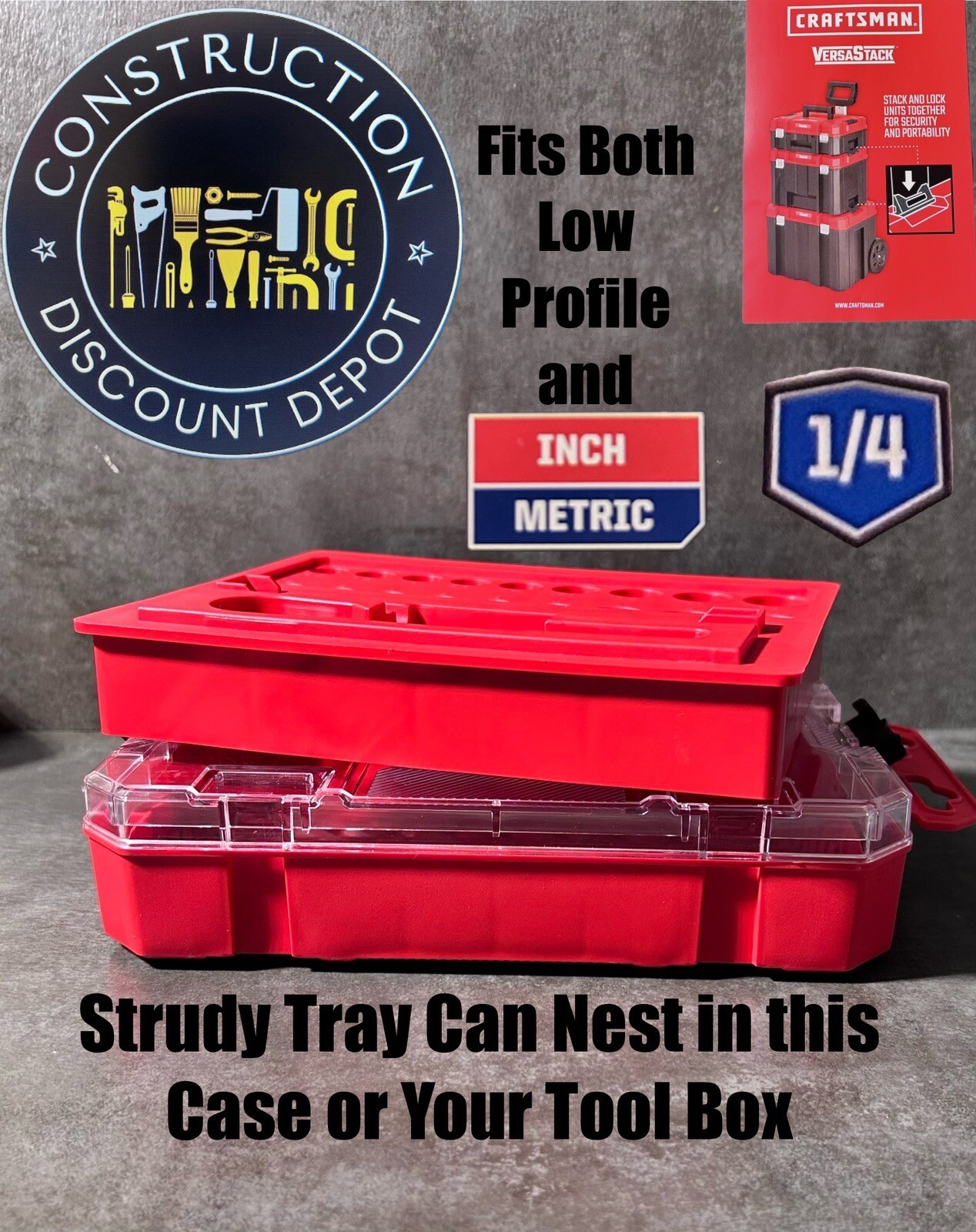 New CRAFTSMAN Compatible VERSASTACK Toolbox W/Removable Tray 1/4" Ratchet Socket