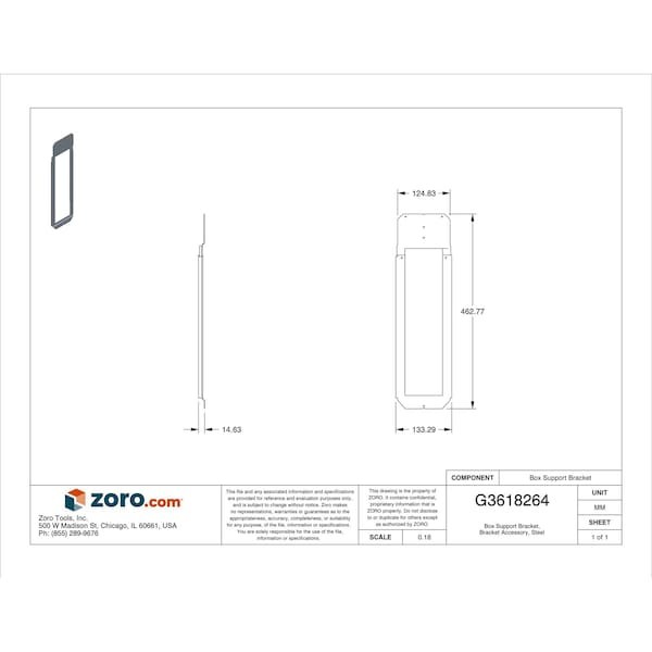 Nvent Caddy Tsrbs1625 Box Support Bracket, Bracket Accessory, Steel