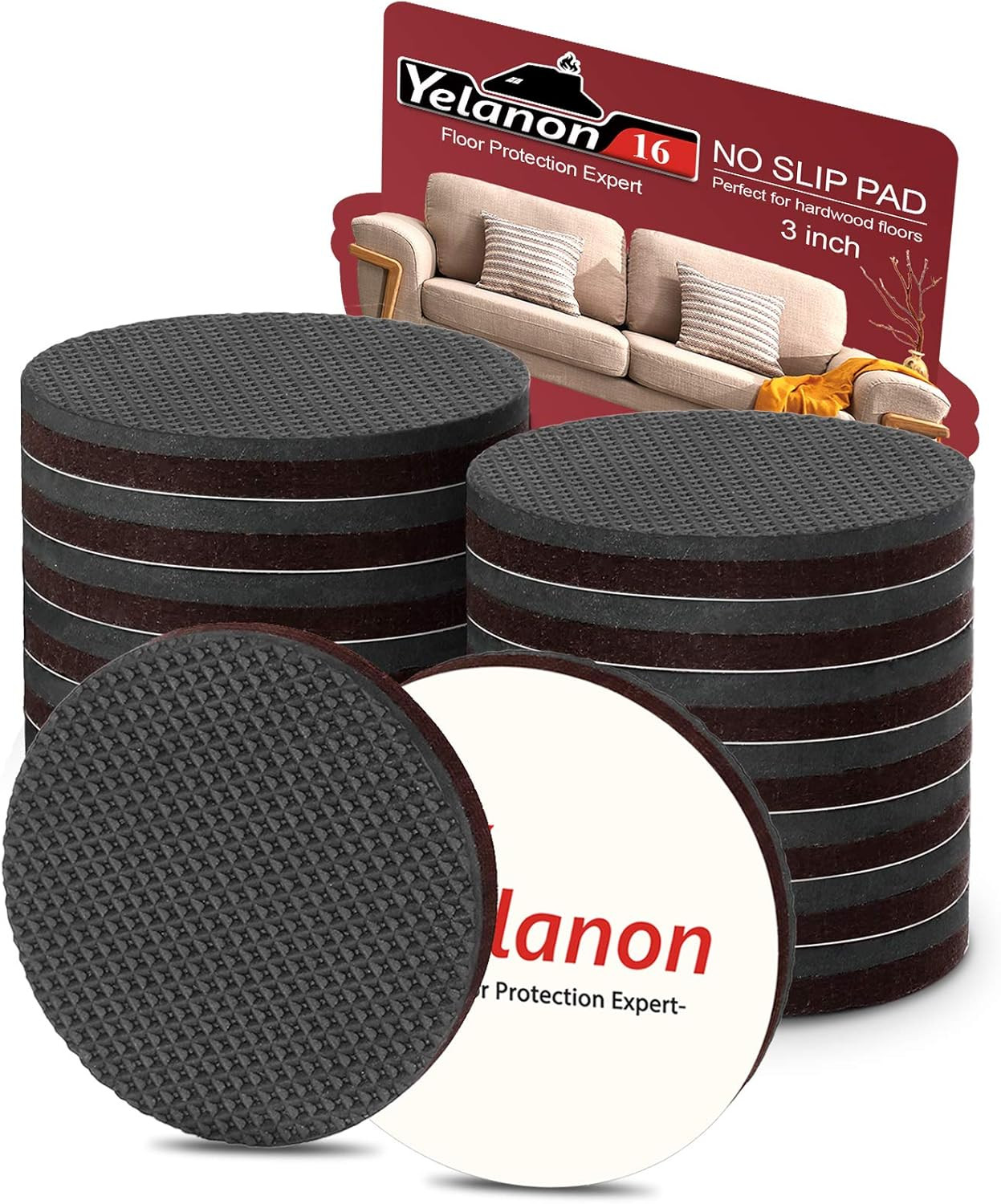 Non Slip Furniture Pads -16Pcs 3" Furniture Grippers, Non Skid for Furniture Leg