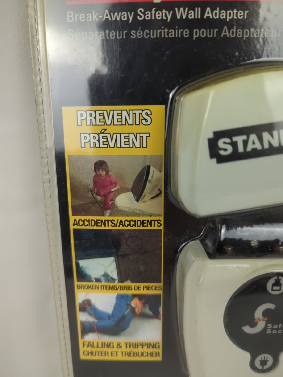 Stanley Security Safety Socket Break Away Safety Wall Adapter, New & Sealed