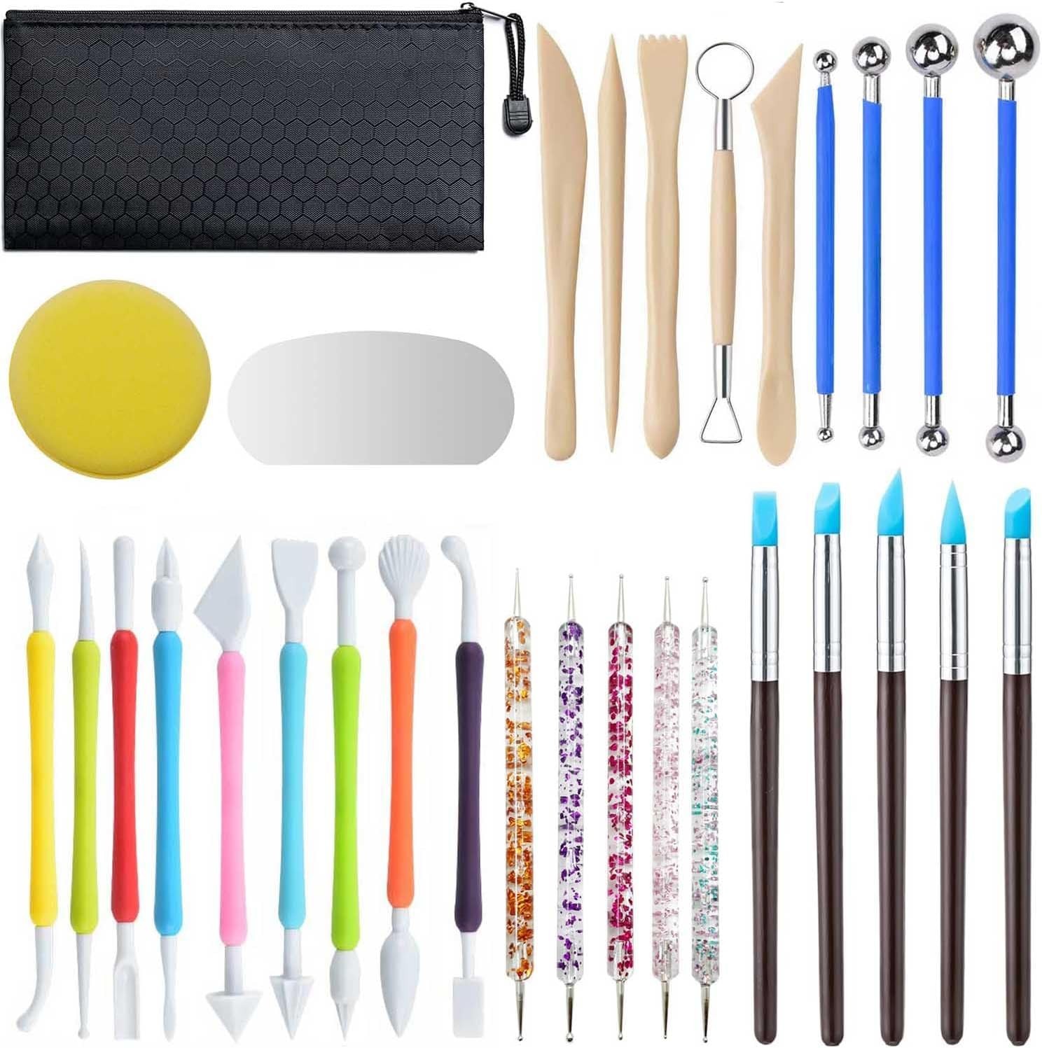 31Pcs Clay Tools Kit for Pottery, Air Dry, and Polymer Clay Sculpting