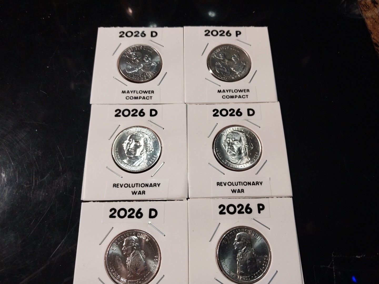 2026 QUARTERS MAYFLOWER, INDENPENDANCE, DECLARATION CUSTOM LABLED HOLDERS 6PCS.