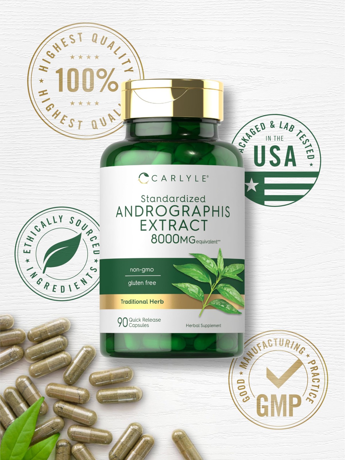 Andrographis Paniculata 8000 Mg Brain Health Immune Joint Support, 90 Capsules