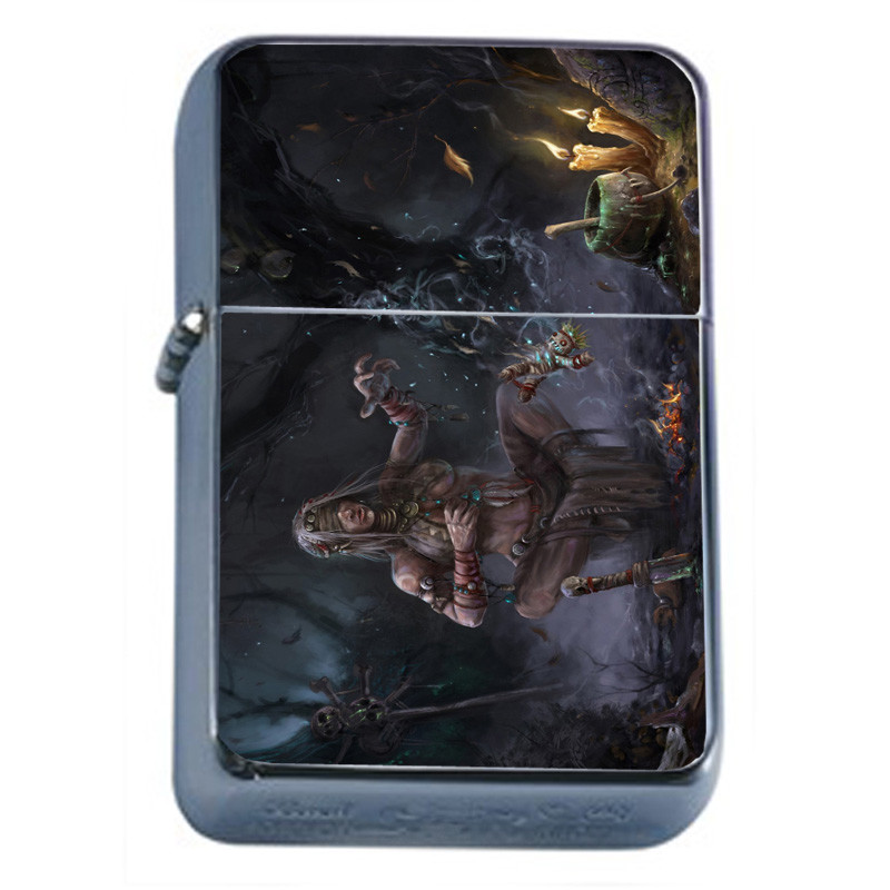 Wizards Warlock & Witches D10 Flip Top Oil Lighter Wind Resistant