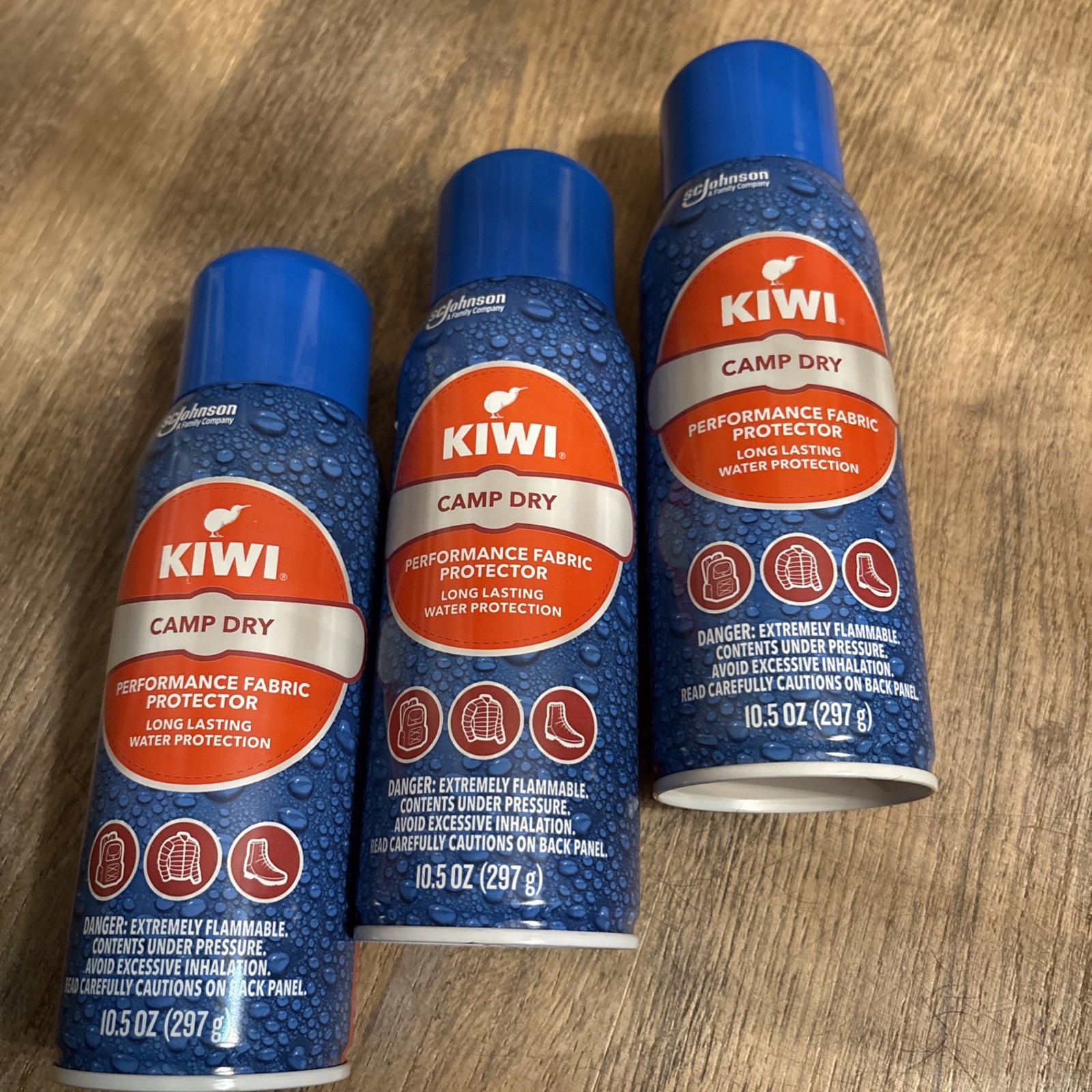 3-Count KIWI Camp Dry Performance Fabric Protector Water Protection 10.5oz each
