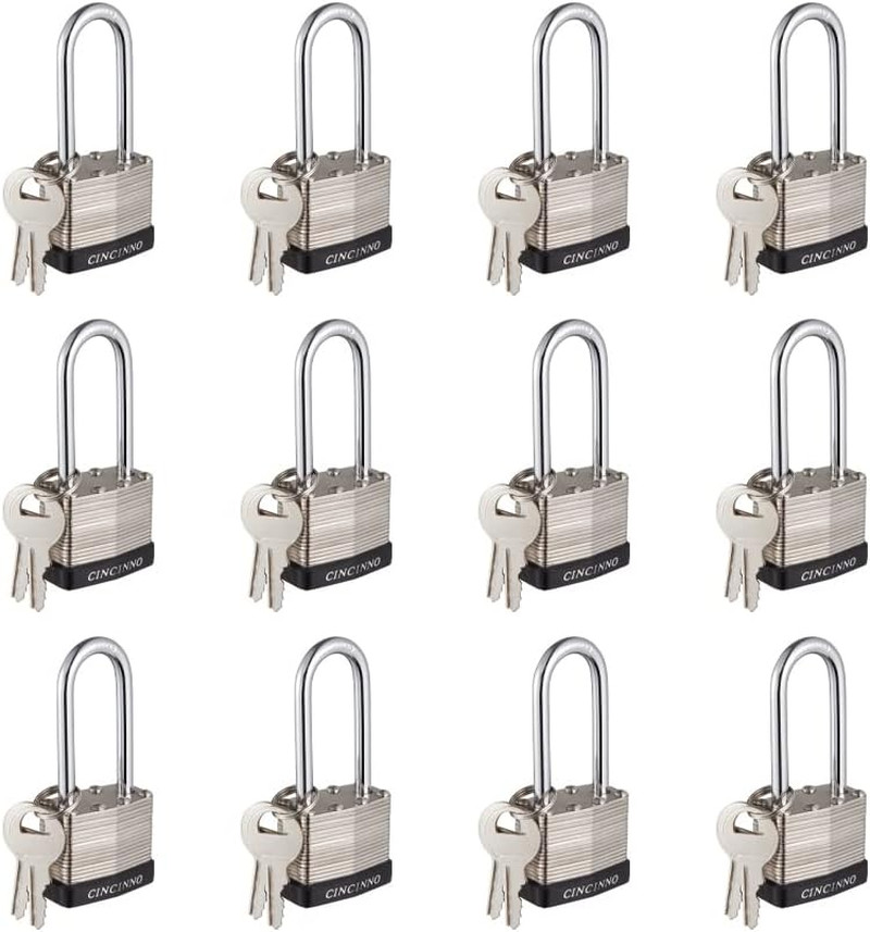 40Mm Keyed Alike Nickel Plated Laminated Steel Padlock, 1-9/16" Wide Body 2-Inch