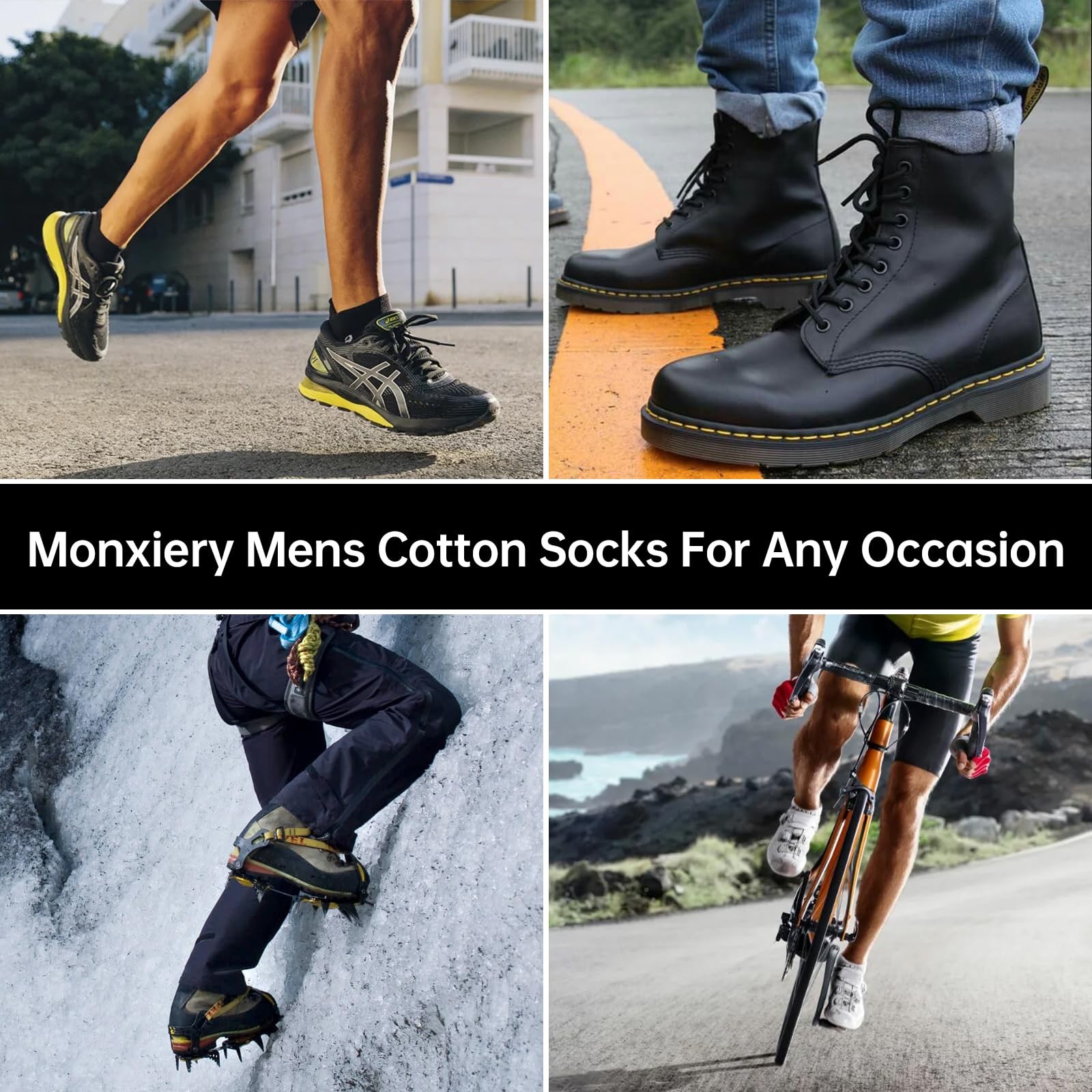 100% Cotton Moisture Wicking Cushioned Crew Socks, Athletic