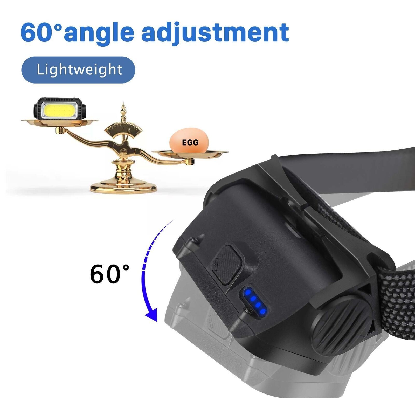 USB Rechargeable LED Headlamp Headlight Lamp Flashlight With Charging Cable