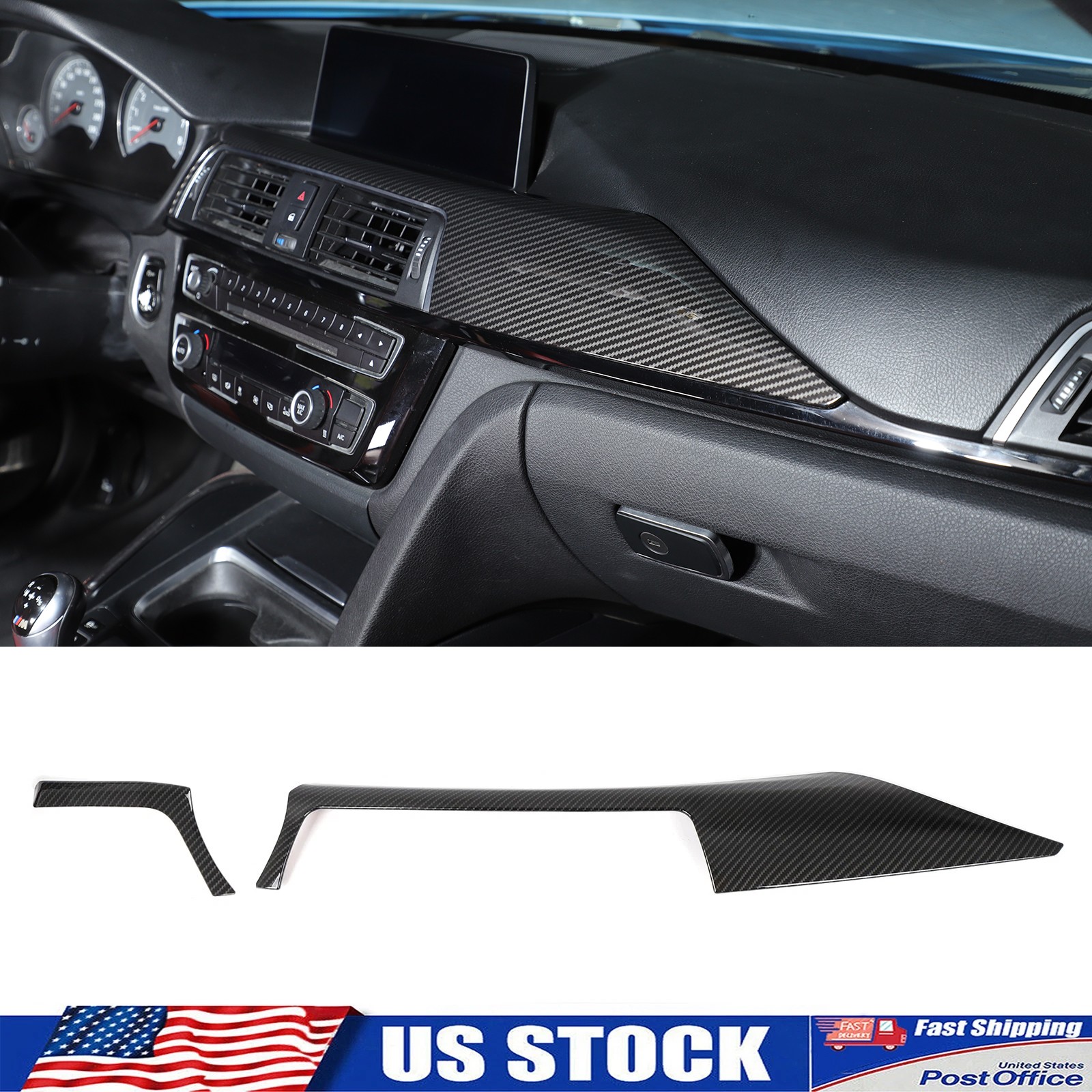 ABS Carbon Fiber Dash Panel Accent Trim Cover Fits BMW 330i F30 F31 430i 13-19