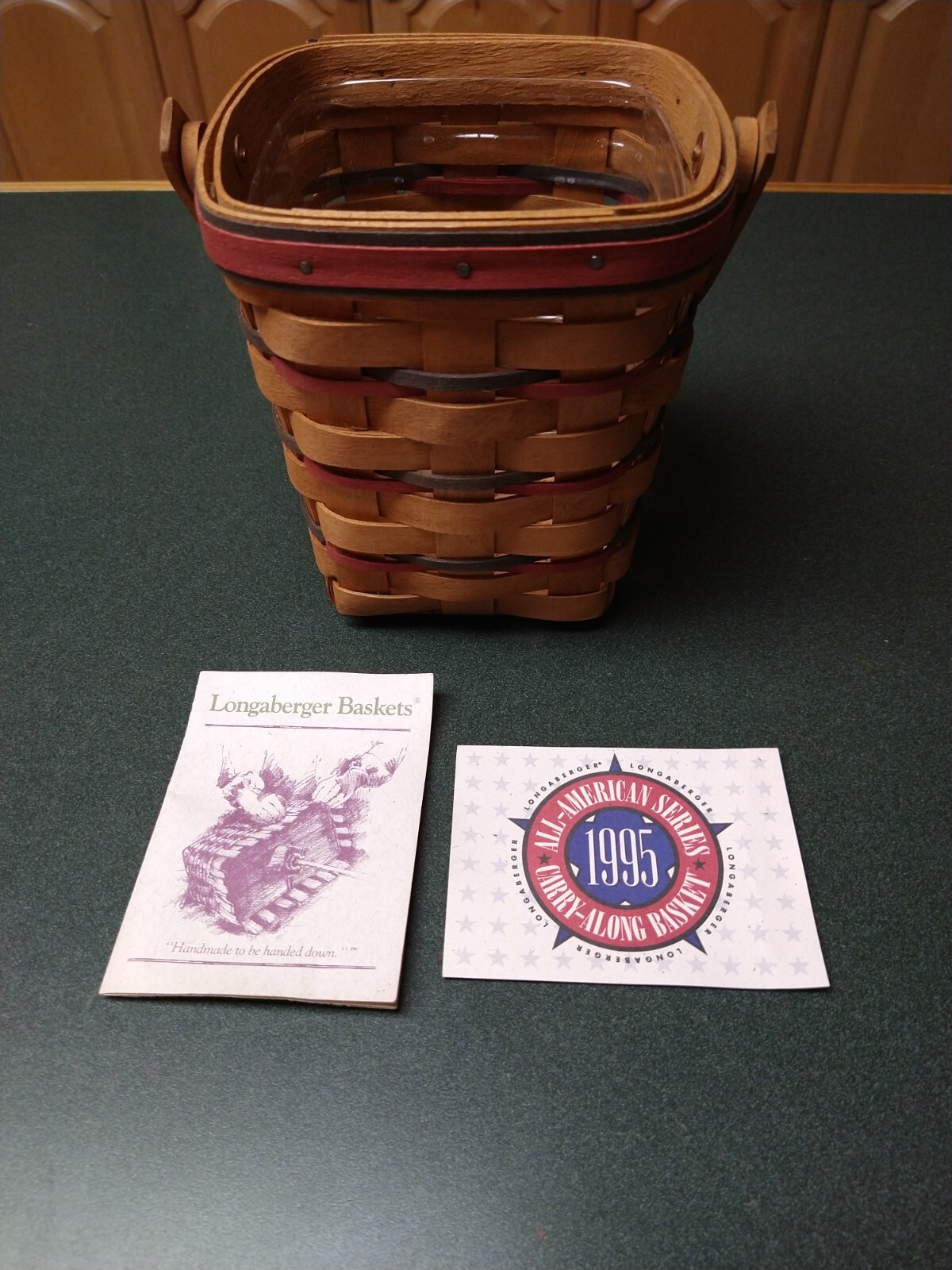 Vintage Longaberger 1995 All American Carry Along Basket 14656 W/ Protector