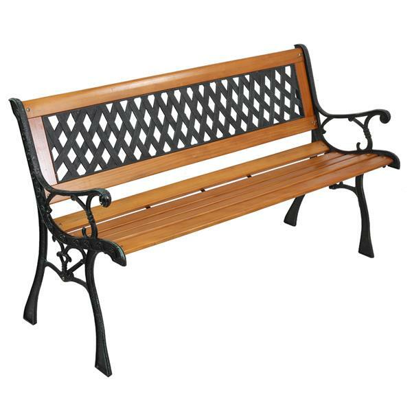 Garden Bench Patio Porch Chair 2 Person Hardwood Cast Iron Love Seat Weave Style
