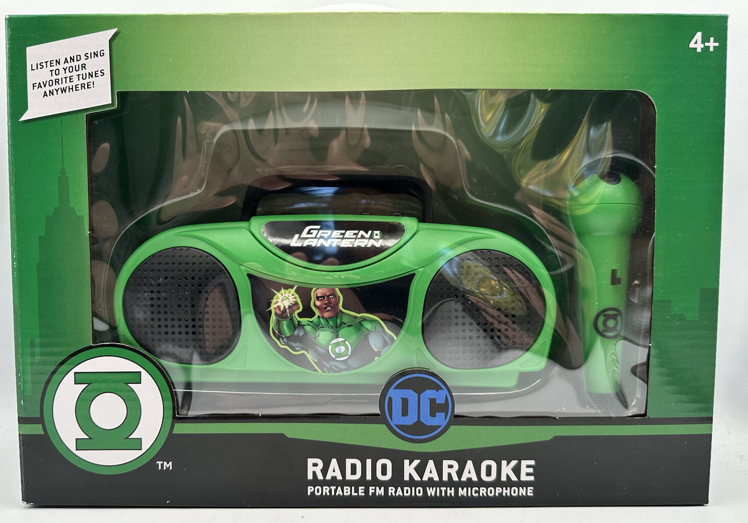 DC Green Lantern Radio Karaoke Portabl Radio With Microphone Brand New