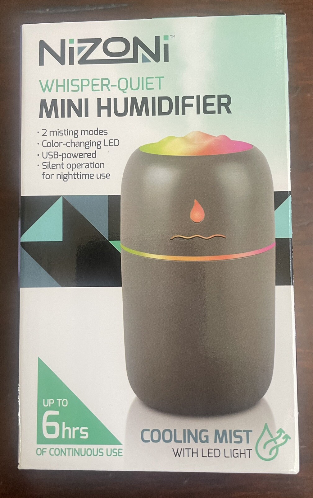NIZONI Whisper Quiet Mini HUMIDIFIER - 2 Misting Modes - Up to 6 Hours Use - USB
