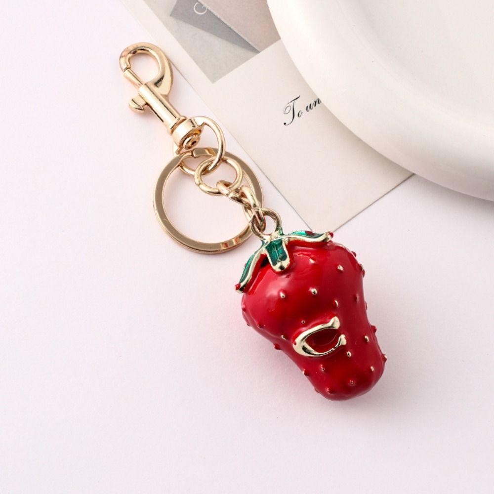 Coach Strawberry Bag Charm Keychain Resin and Metal Brass Keychain Ornament New.
