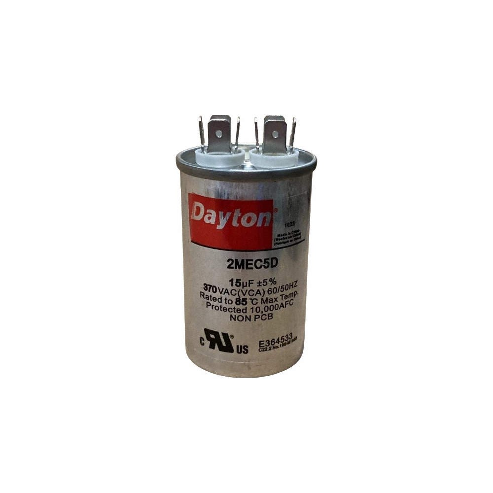 DAYTON 2MEC5 Motor Run Capacitor,15  MFD,3"  H 2MEC5