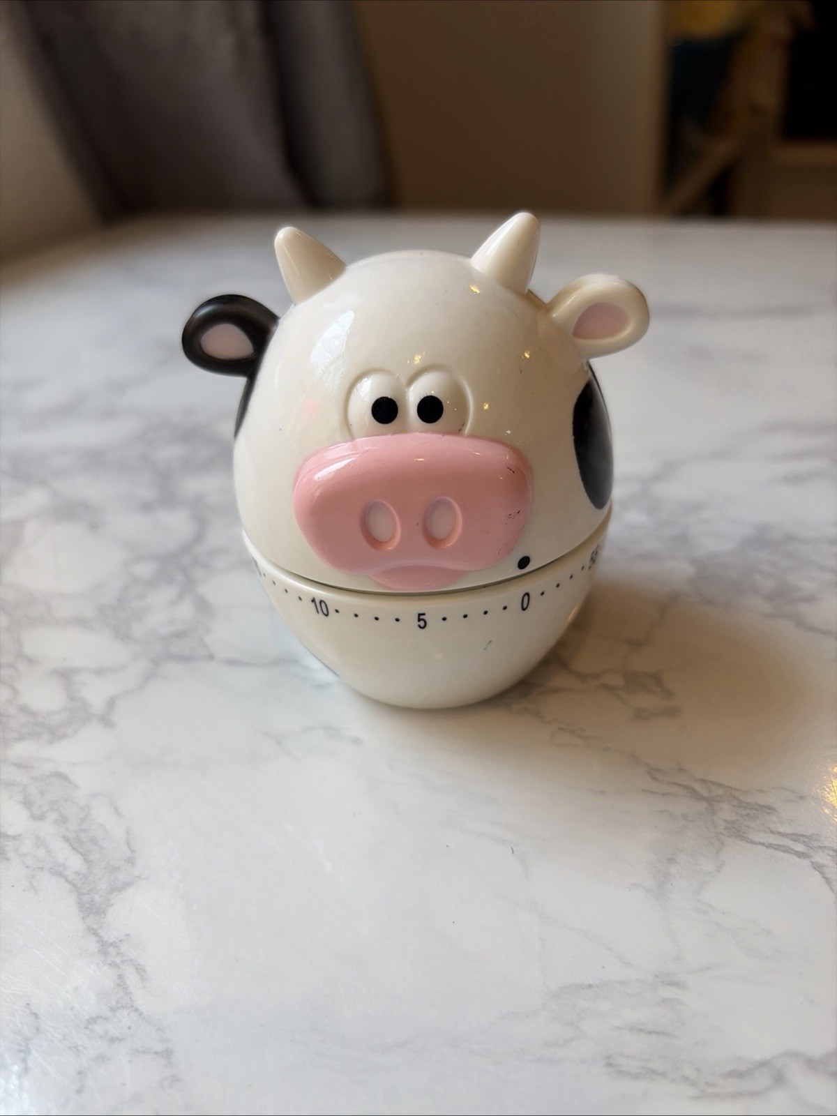 Joie Moo Cow 60 Minute Mechanical Kitchen Timer Cute Farm Animal White Black