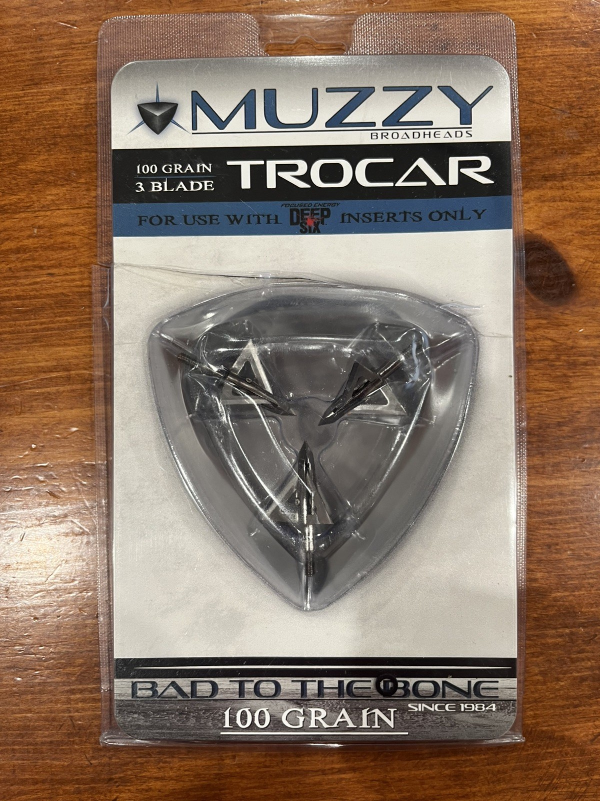 Muzzy Trocar 290 100 Grain Broadhead 3-Blade Hunting Tip Screw On 3 Pack OPENED