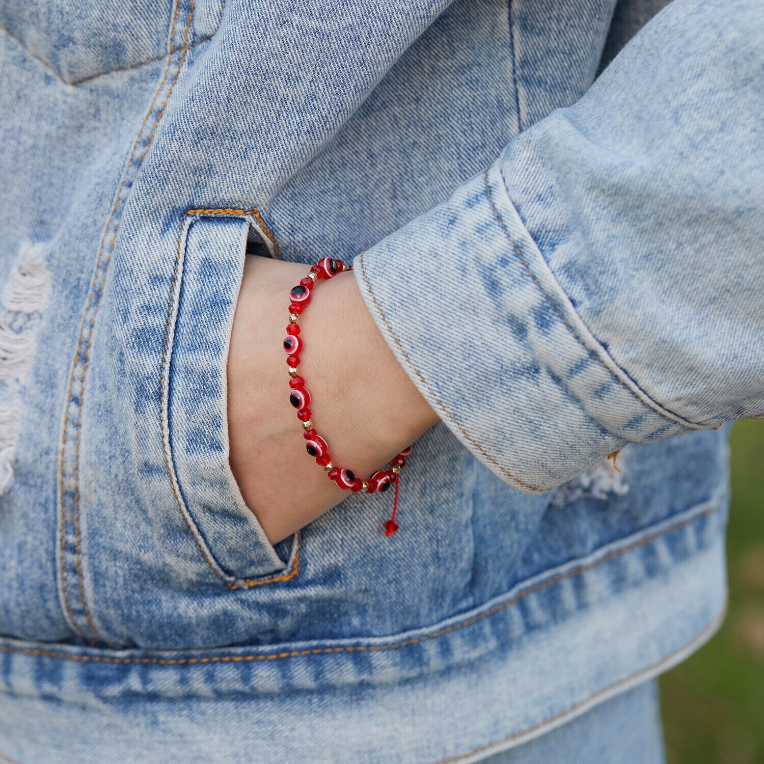 Red Color Evil Eye Bracelet Protection Good Luck Adjustable Turkish Jewelry