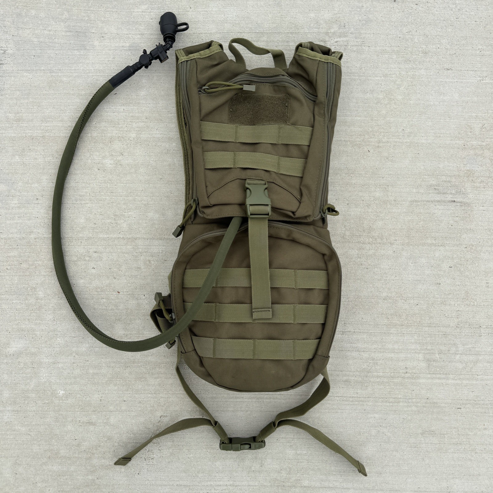 Tactical Hydration Backpack with Water Bladder Olive Green MOLLE Hiking Pack