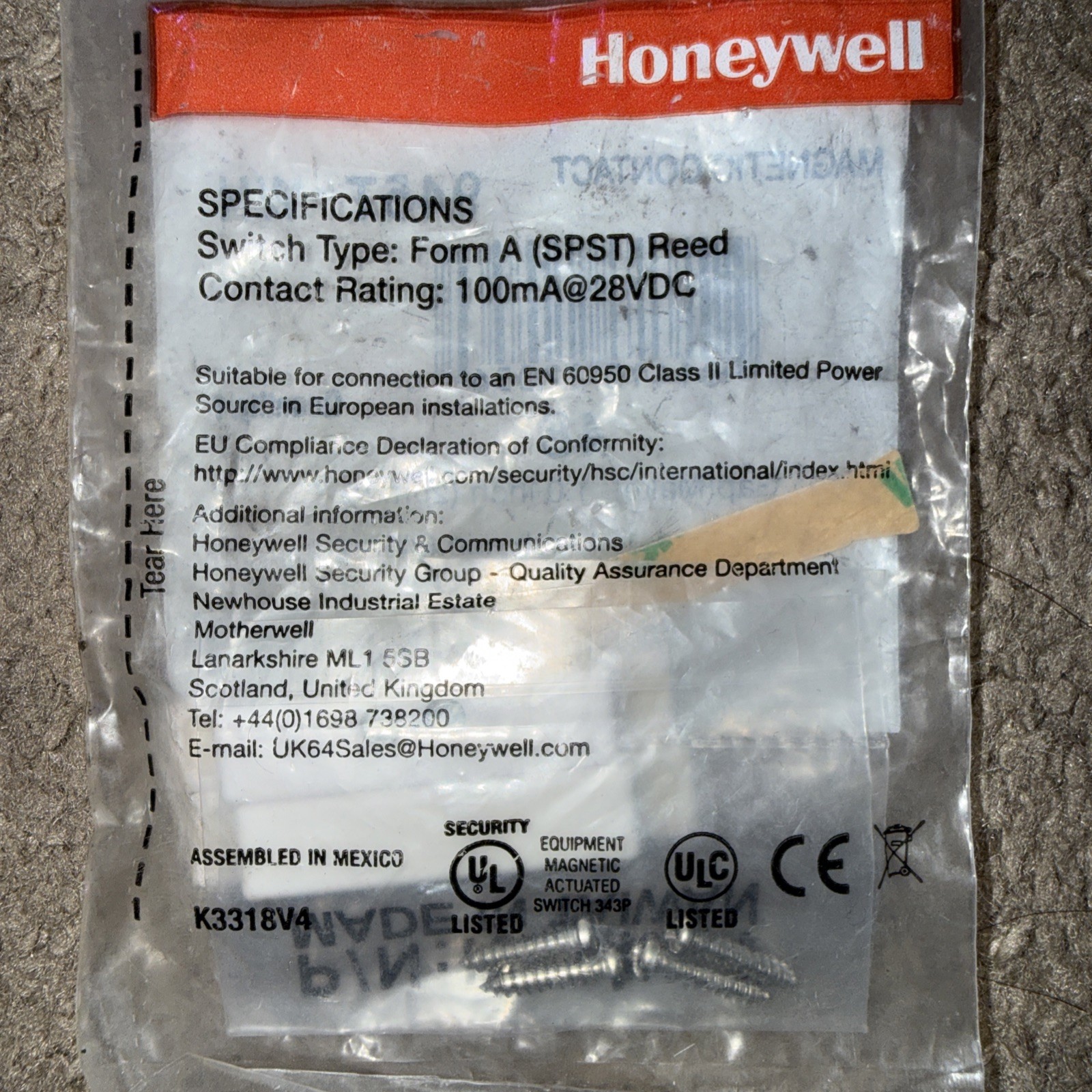 New Honeywell 945T-WH Security Alarm Surface Mount Terminal Contact Switch
