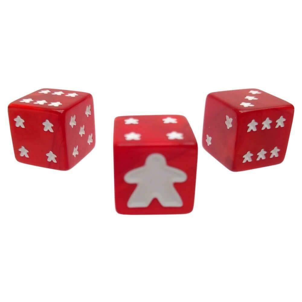 Meeple d6 Dice Set: Red | Eight d6 Dice