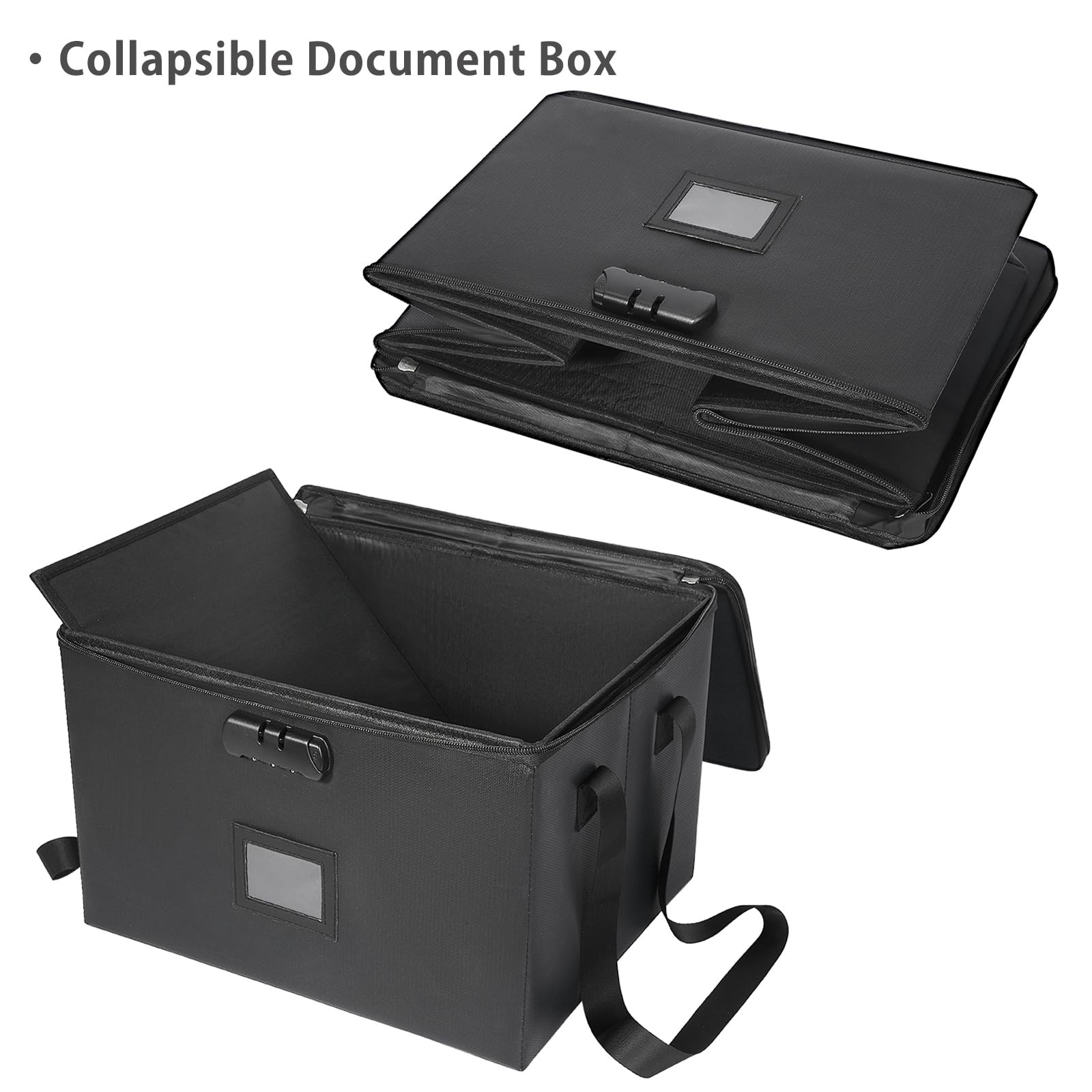 Fireproof Waterproof Document Box Lock File Organizer Lid Collapsible Storage