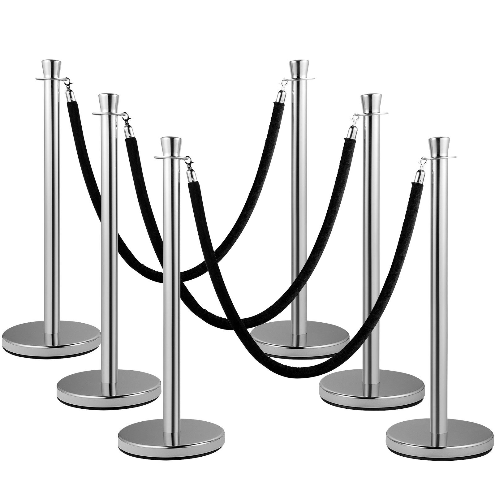 Uimoso 2PCS Crowd Control Stanchion Posts Black Velvet Rope Queue Barrier