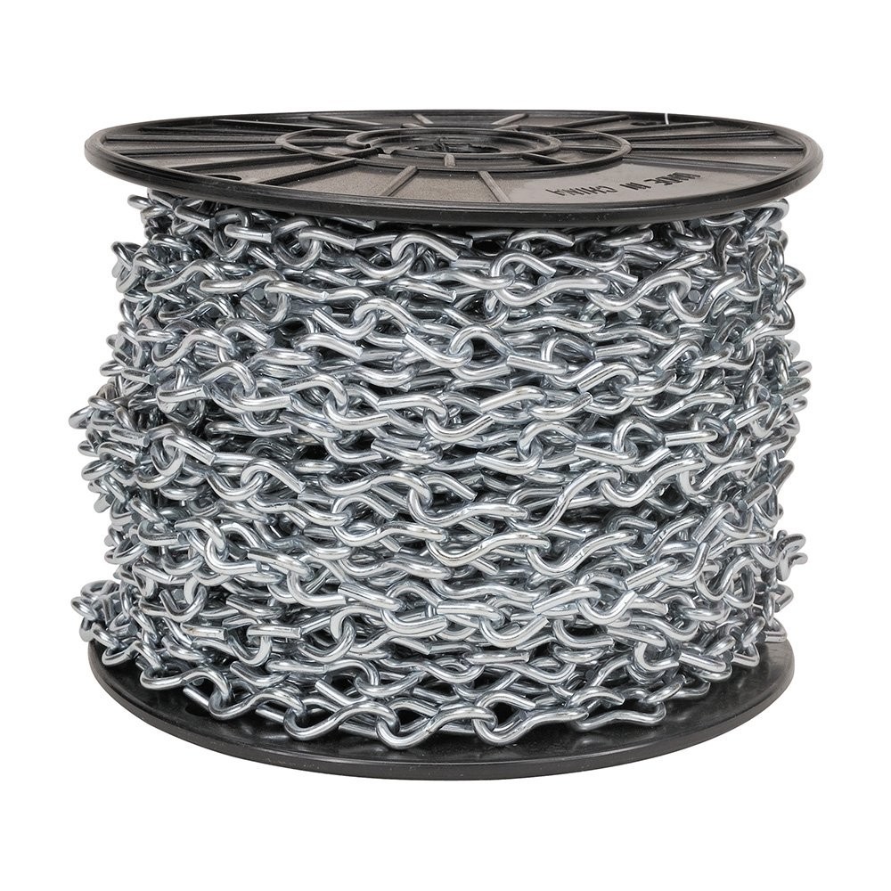 Madison Electric W-12 Jack Chain -100' Roll- 29LB Bright Zinc Plated Steel Chain