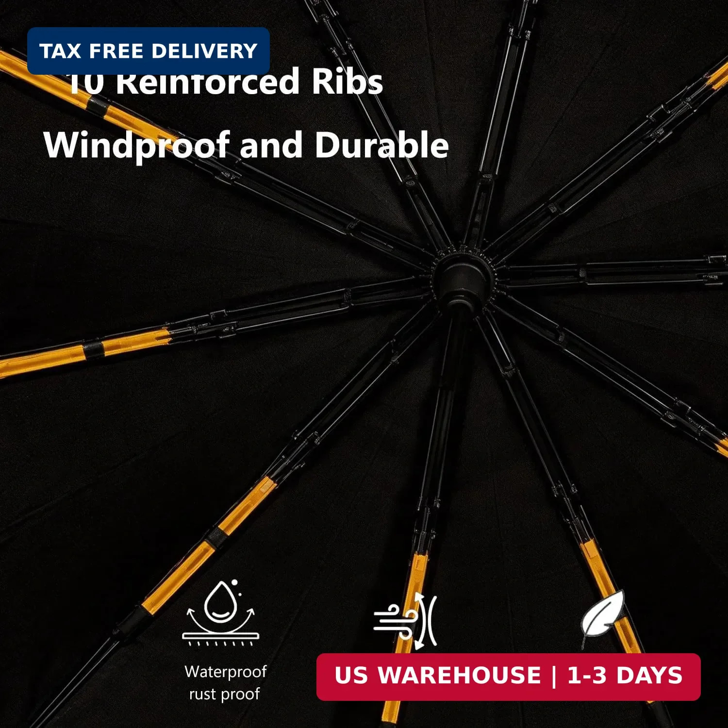Windproof Umbrella, Compact Reverse Folding with Carabiner Handle, UV & Rain Pro