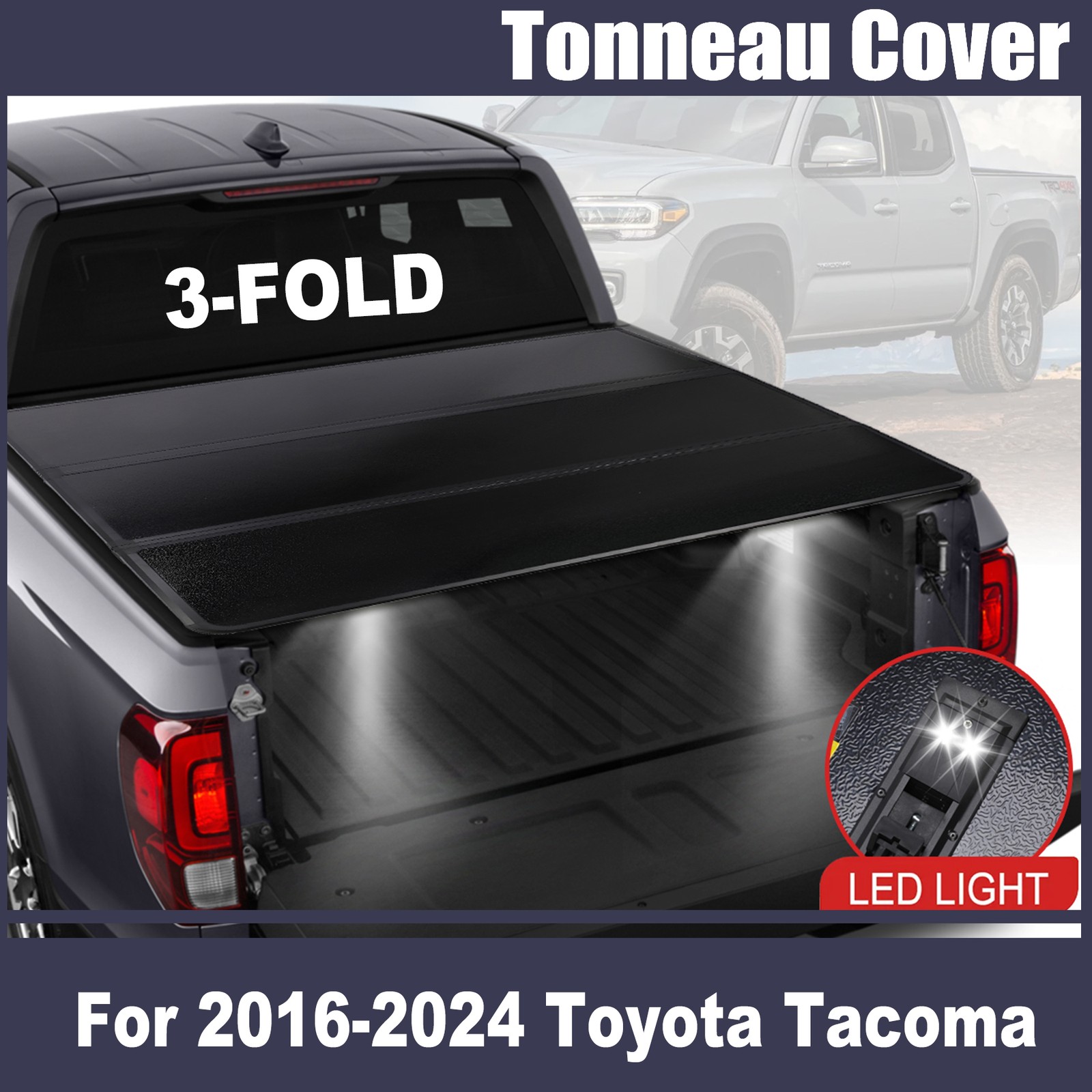 5.0FT Truck Bed Hard Tonneau Cover Aluminum For 2016-2024 Toyota Tacoma