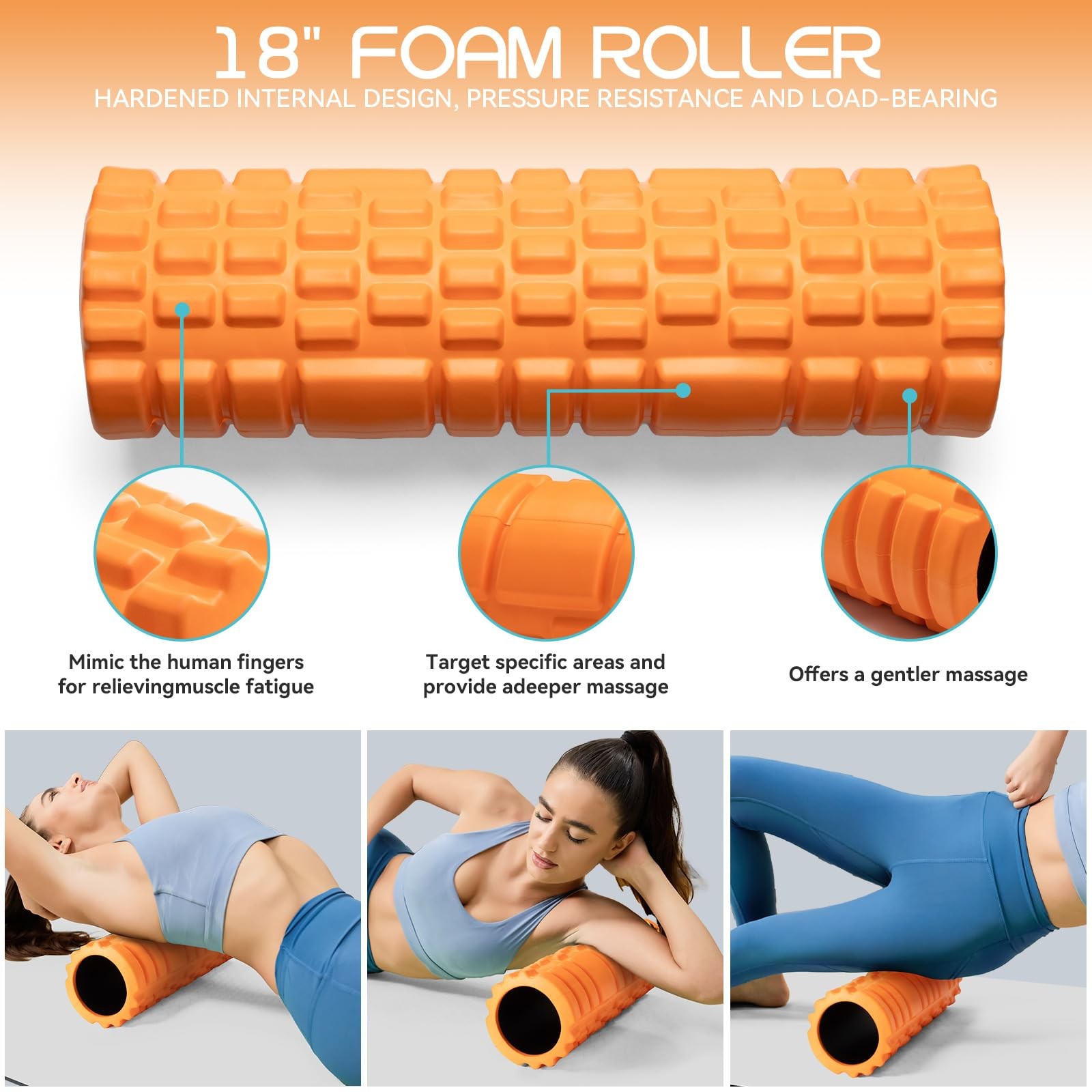 Krightlink Foam Roller High Density Foam Roller Set for Deep Tissue Muscle Massa